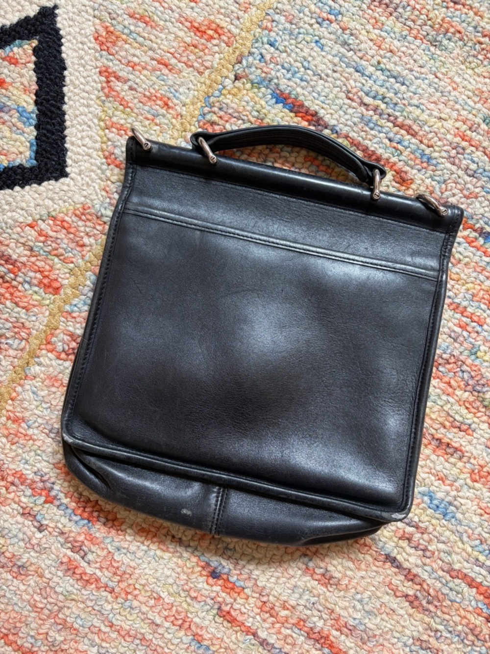 Coach Black Leather Top-Handle Bag with Turn-Lock - Picture 2 of 5